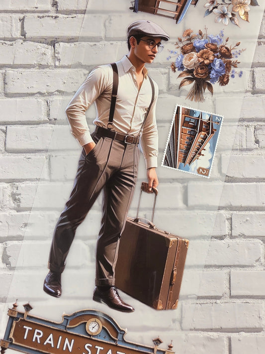 PET Tape Stickerband Vintage Bahnhof / Train Station 7cm x 1,50m