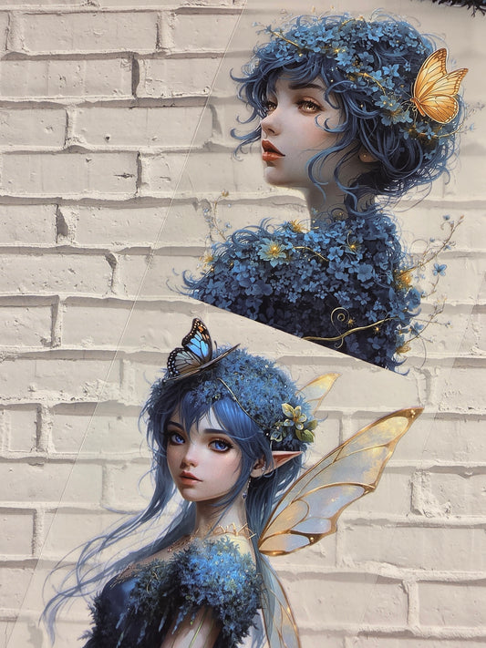 PET Tape Stickerband Blauer Feenwald / Blue Fairy Forest 7cm x 1,50m