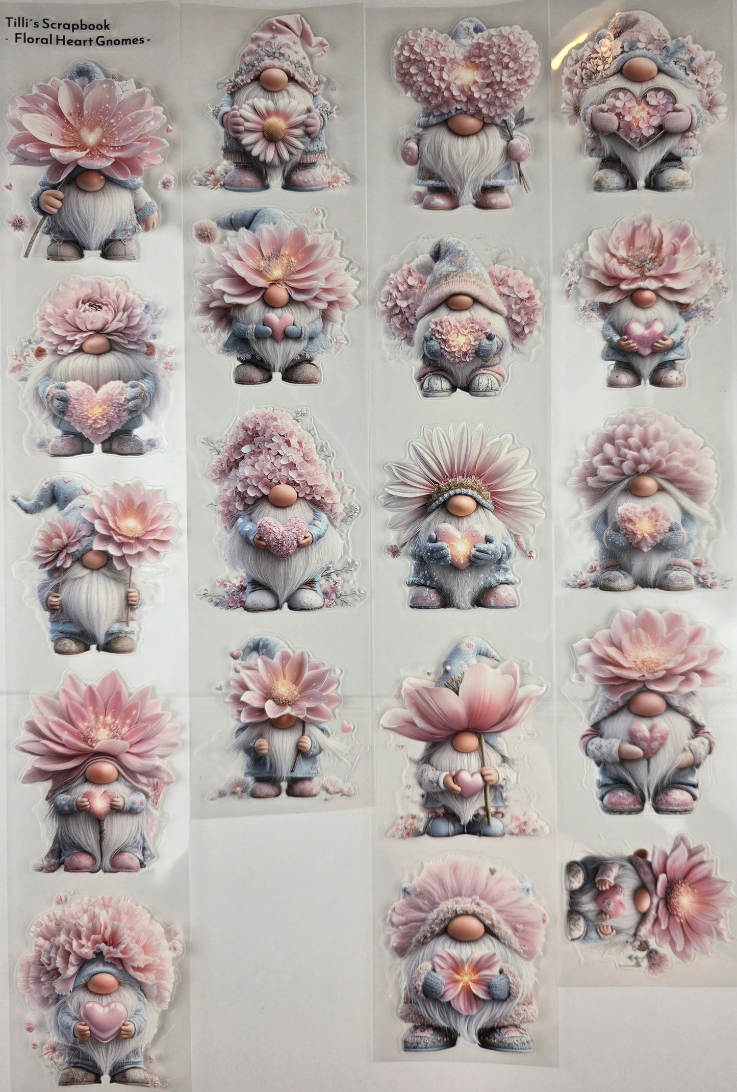 PET Tape 3D PRE-Cut Stickerband Floral Heart Gnomes 7cm x 1,50m