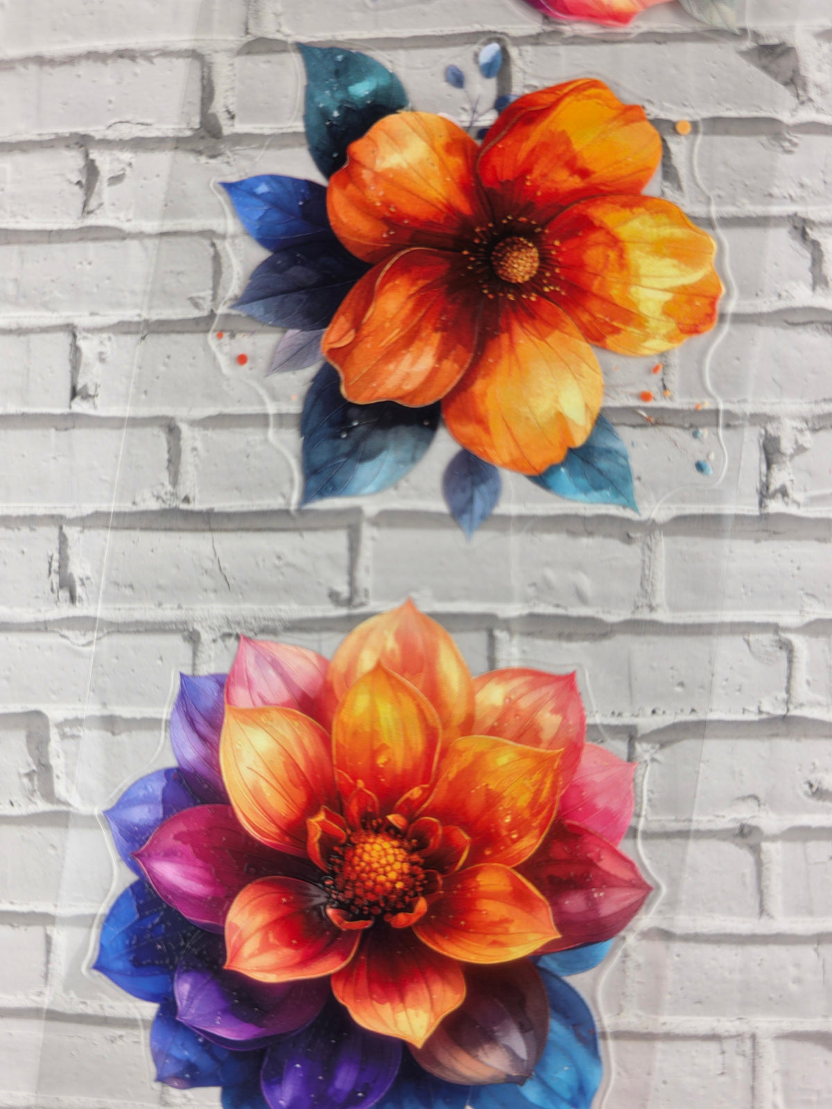 PET Tape 3D PRE-Cut Stickerband Flowers fire & crystal 7cm x 1,50m