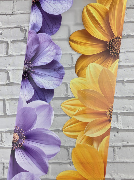 PET Tape Stickerband Flower border lilac/sunny yellow 7cm x 1,50m