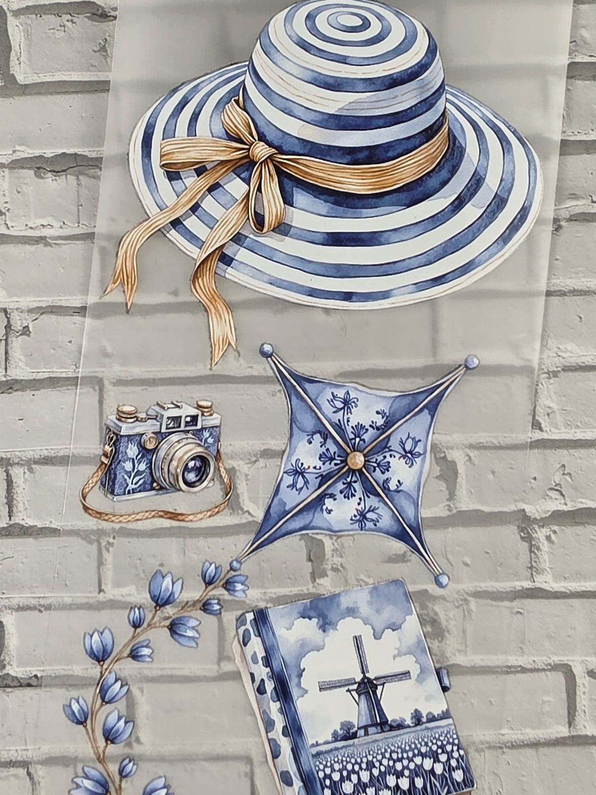 PET Tape 3D Stickerband Blue windmills 7cm x 1,50m