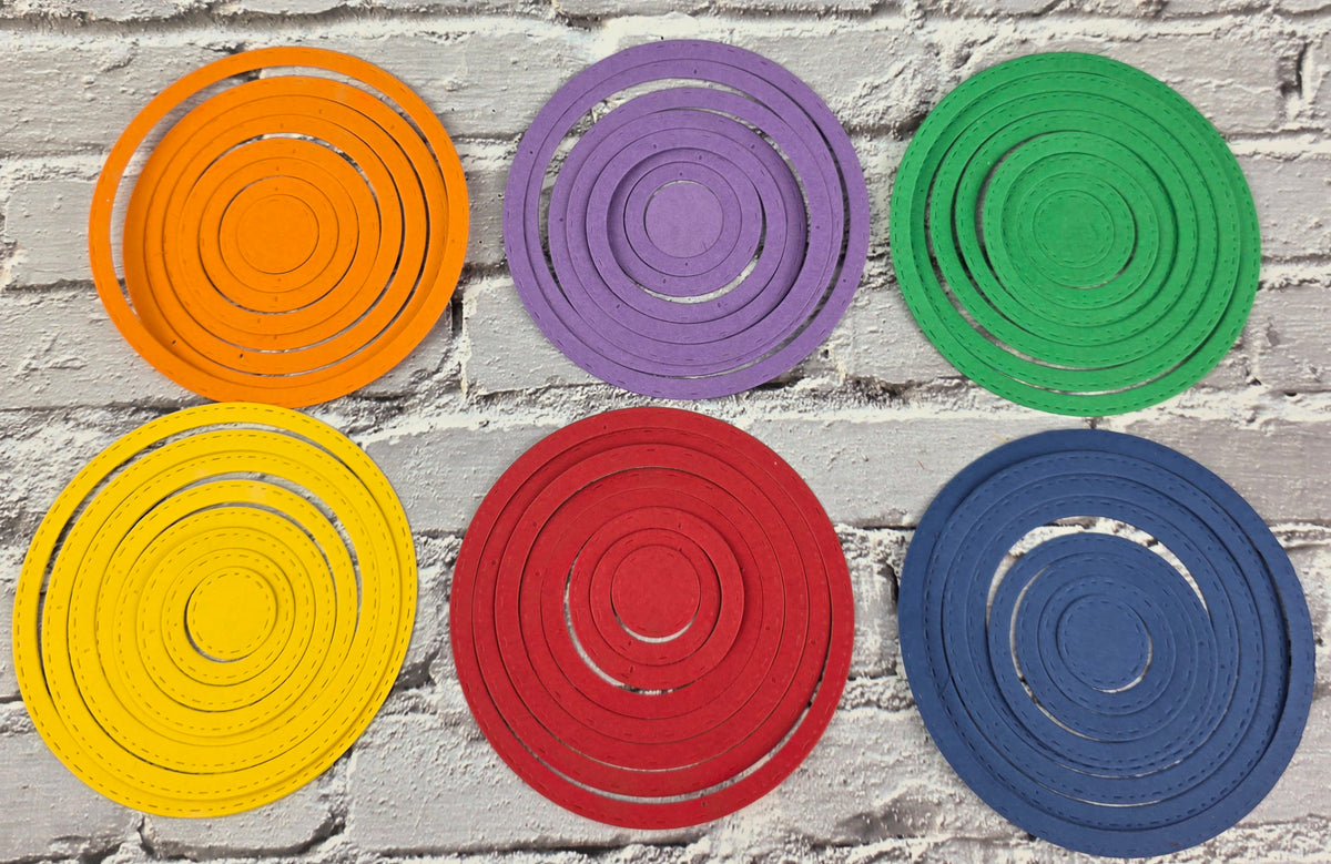 DIE Cut Stanzteile Ringe / Kreise colourful 48 Teile 270gsm
