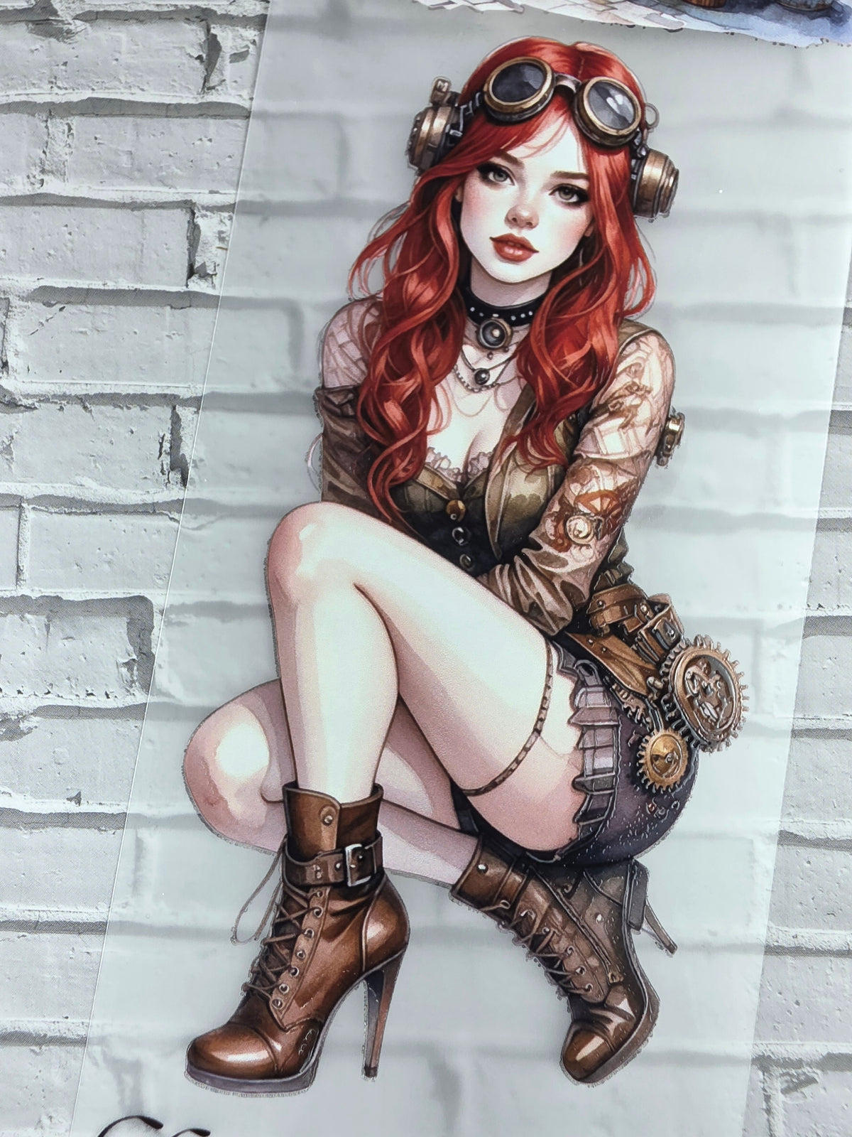 PET Tape 3D Stickerband Steampunk city ladies 7cm x 1,50m