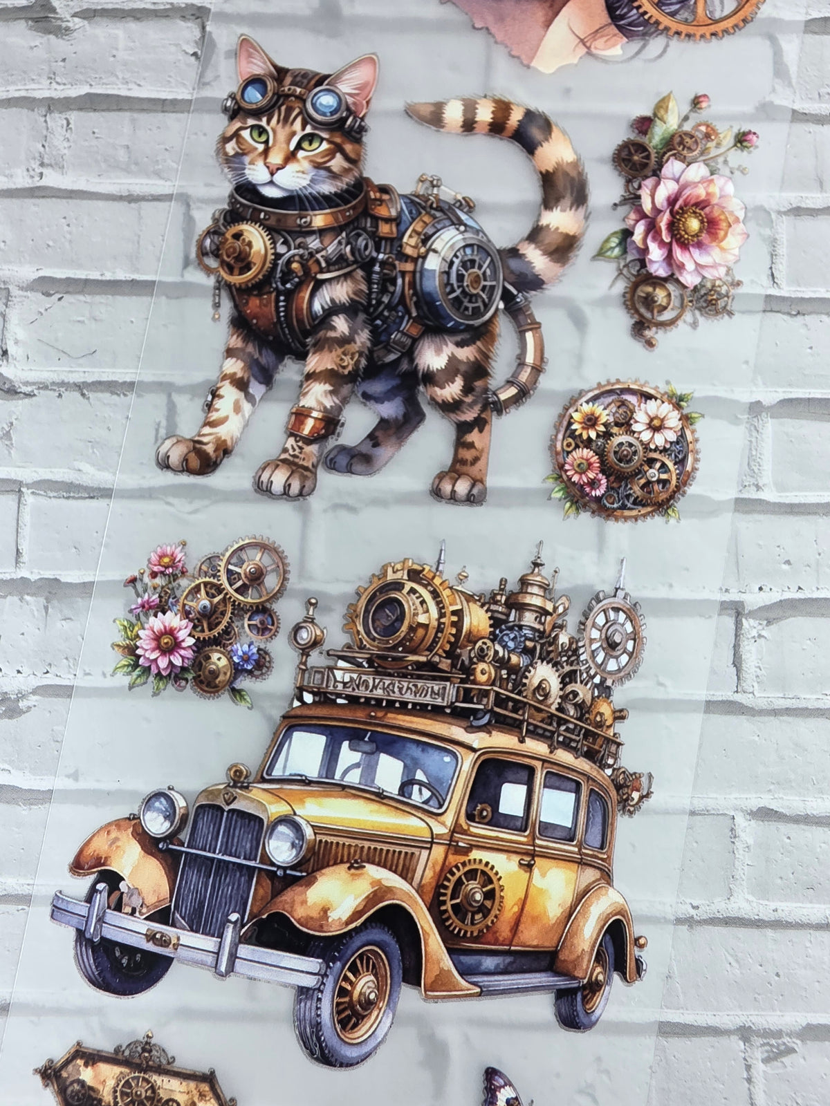 PET Tape 3D Stickerband Steampunk city ladies 7cm x 1,50m