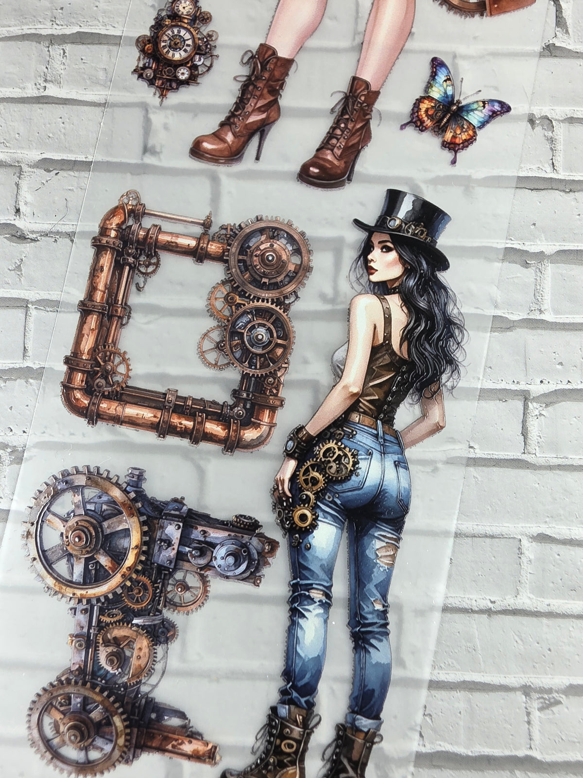 PET Tape 3D Stickerband Steampunk city ladies 7cm x 1,50m