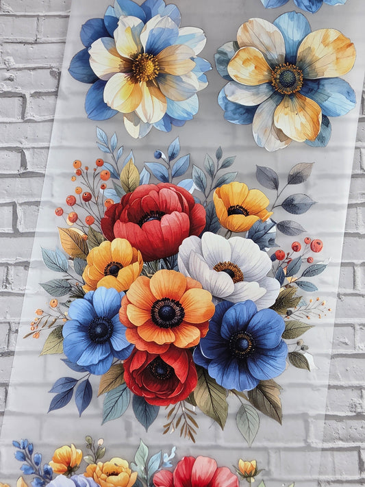 PET Tape XL 3D Stickerband Flowers summer colours 12cm x 1,50m