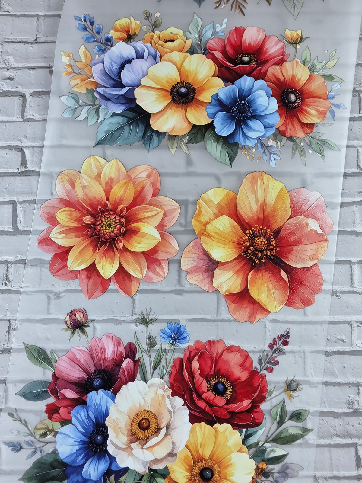 XL PET Tape 3D Stickerband Flowers summer colours 12cm x 1,50m