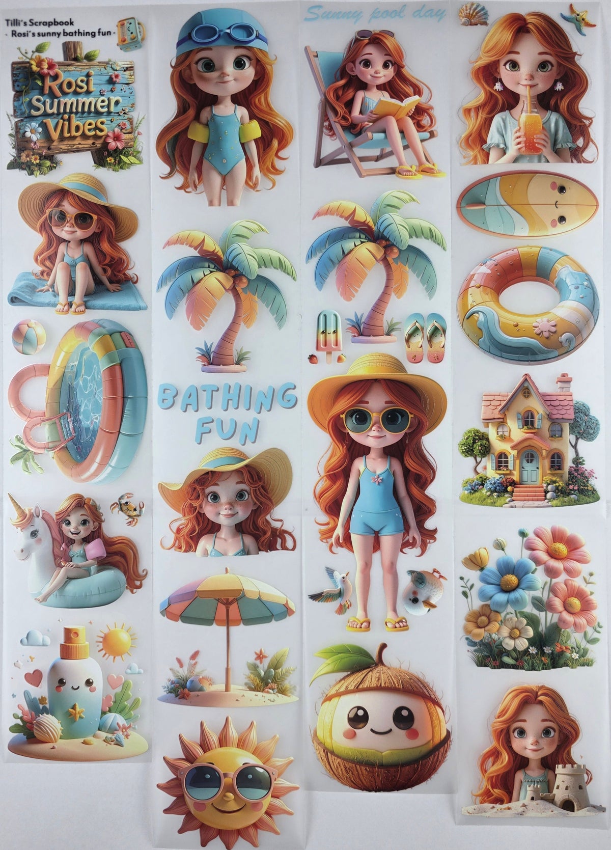 PET Tape 3D Stickerband Rosi´s bathing fun 7cm x 1,50m