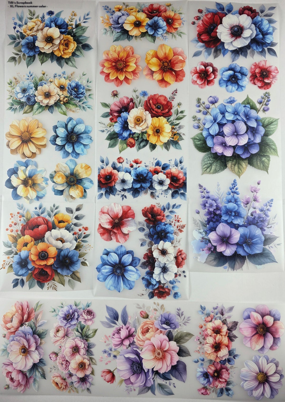 XL PET Tape 3D Stickerband Flowers summer colours 12cm x 1,50m