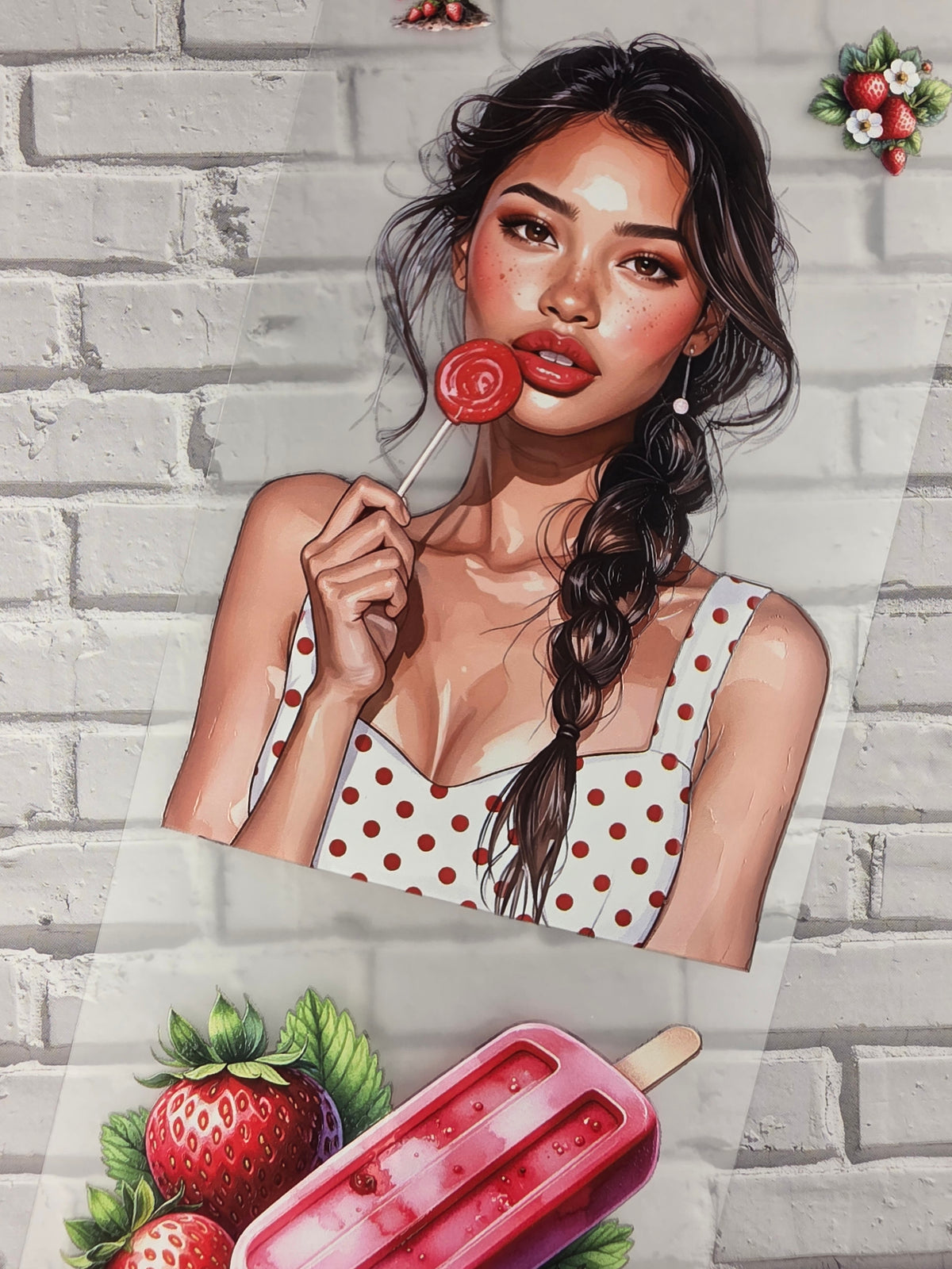 PET Tape 3D Stickerband Strawberry passion 7cm x 1,50m