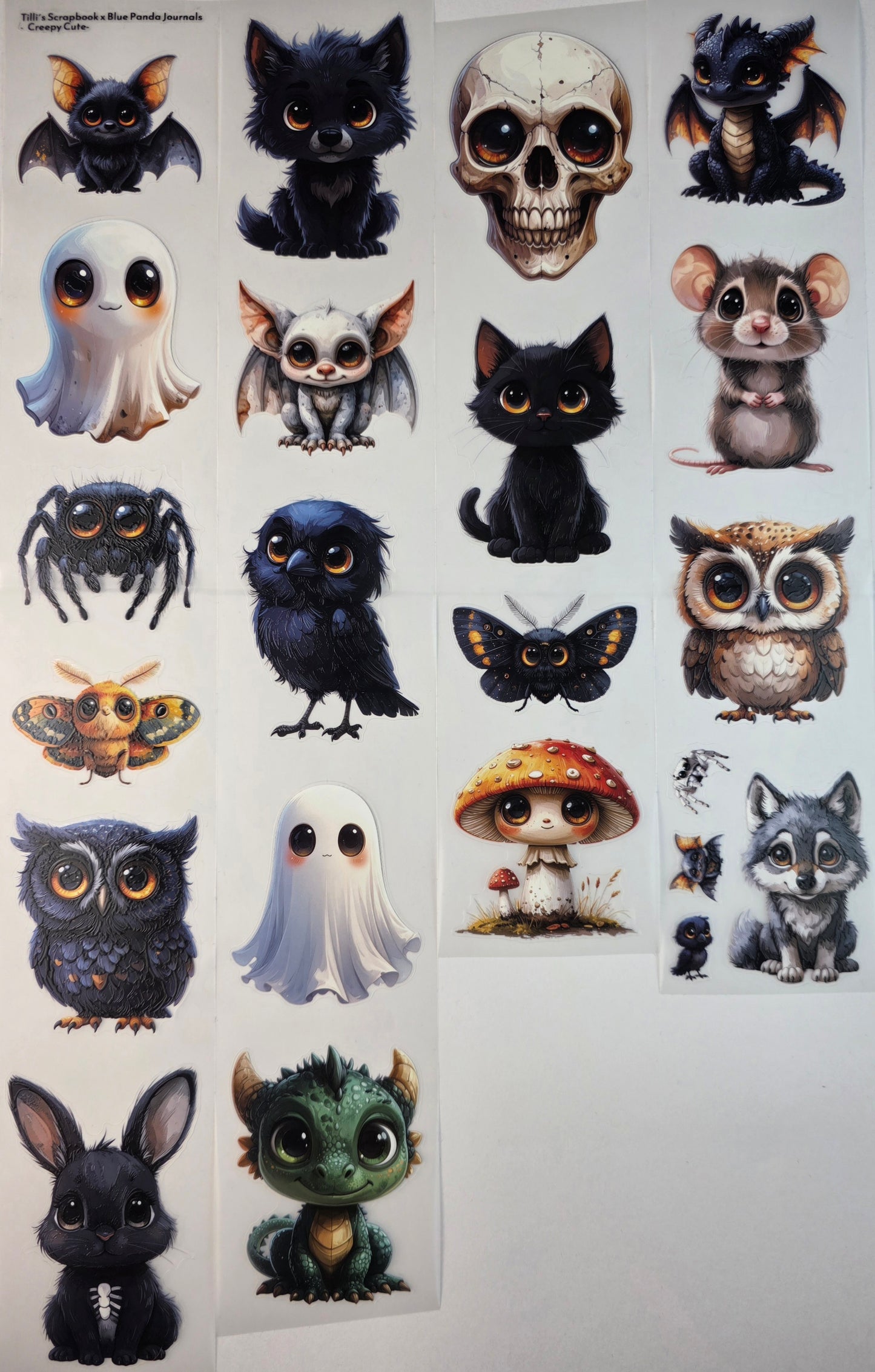 PET Tape 3D PRE-Cut Stickerband Blue Panda Journals Creepy Cute 7cm x 1,50m