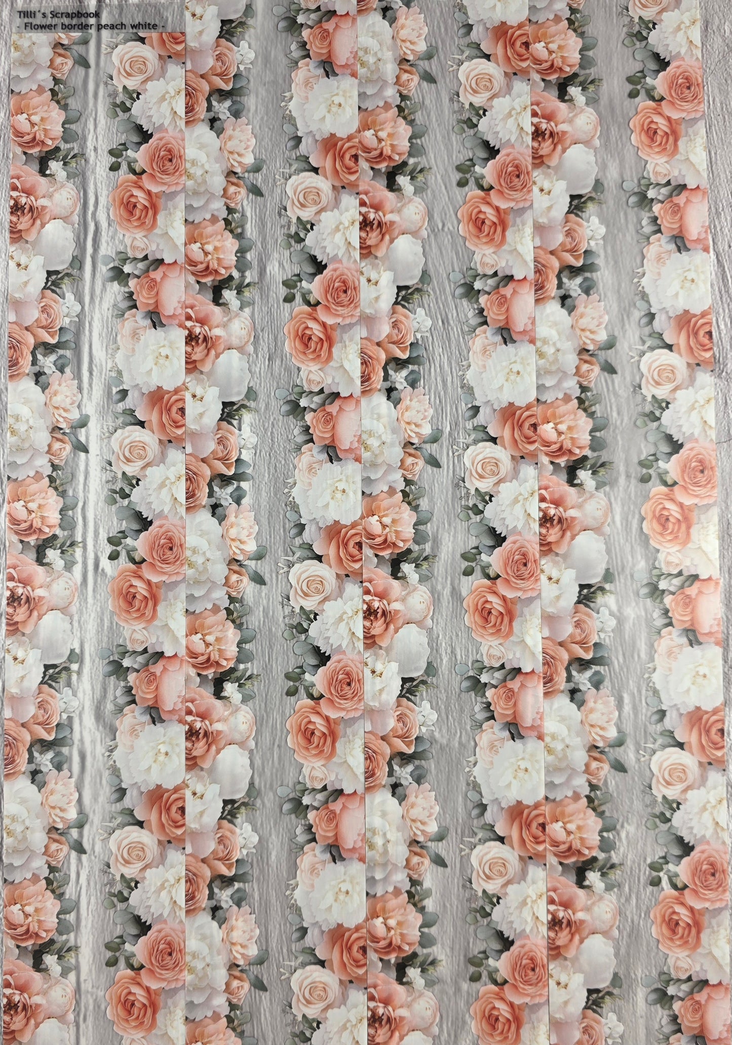 PET Tape 3D Stickerband Flower border peach/white 7cm x 1,50m
