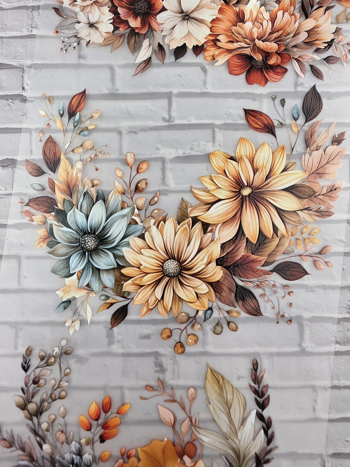 XL PET Tape 3D Stickerband Autumn Flowers 12cm x 1,50m