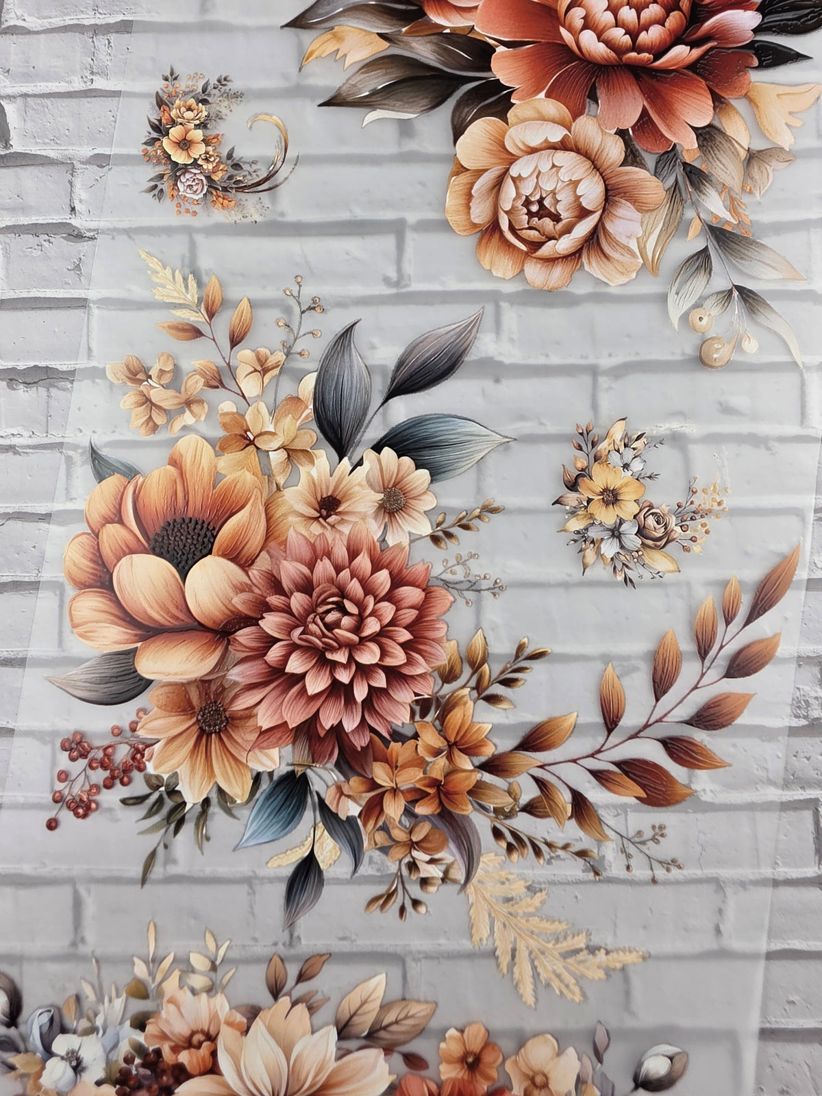 XL PET Tape 3D Stickerband Autumn Flowers 12cm x 1,50m