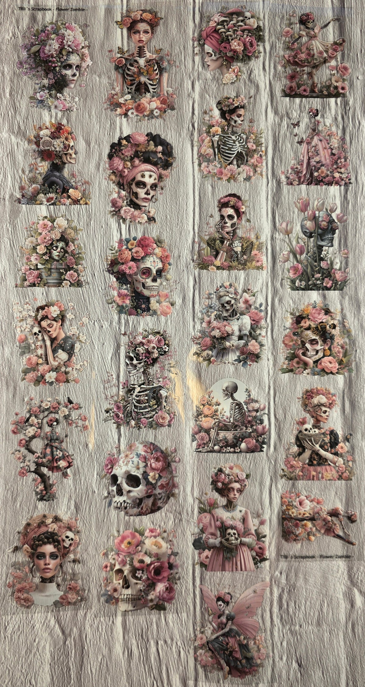 PET Tape clear PRE-CUT 3D Stickerband Flower Zombie 7cm x 2,00m