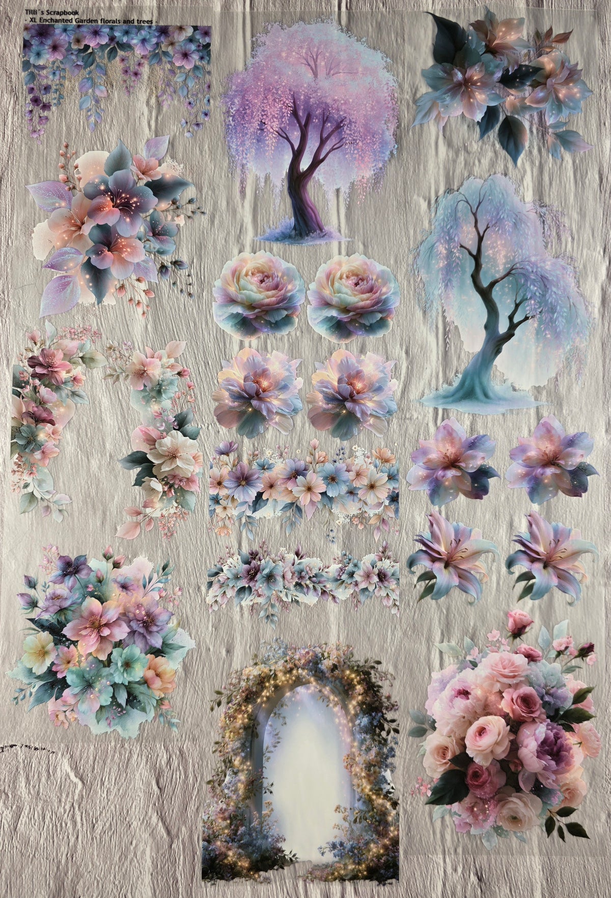 XL PET Tape matt 3D Stickerband Enchanted Florals and Trees 12cm x 1,50m