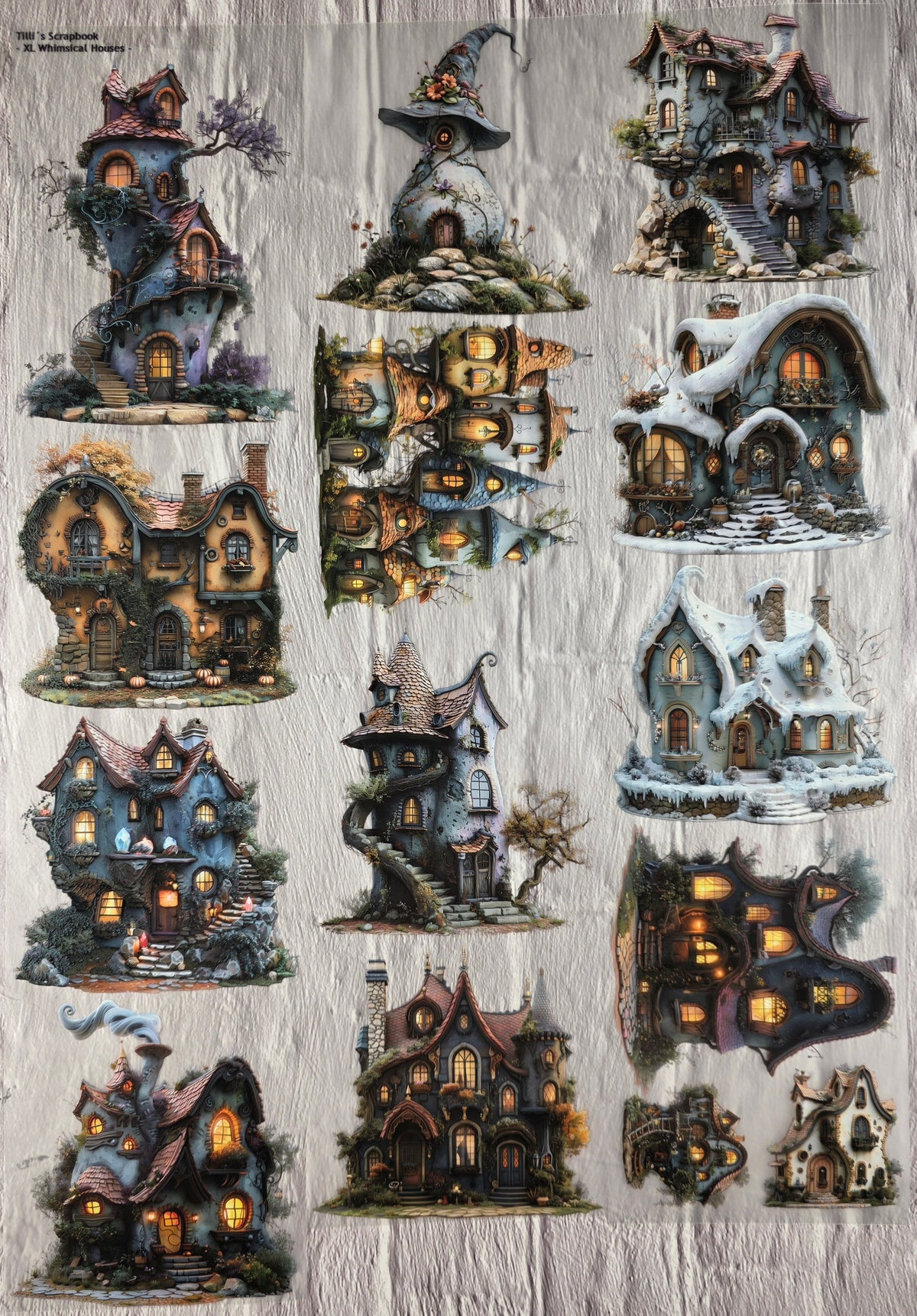 XL PET Tape matt 3D Stickerband Whimsical Houses 12cm x 1,50m