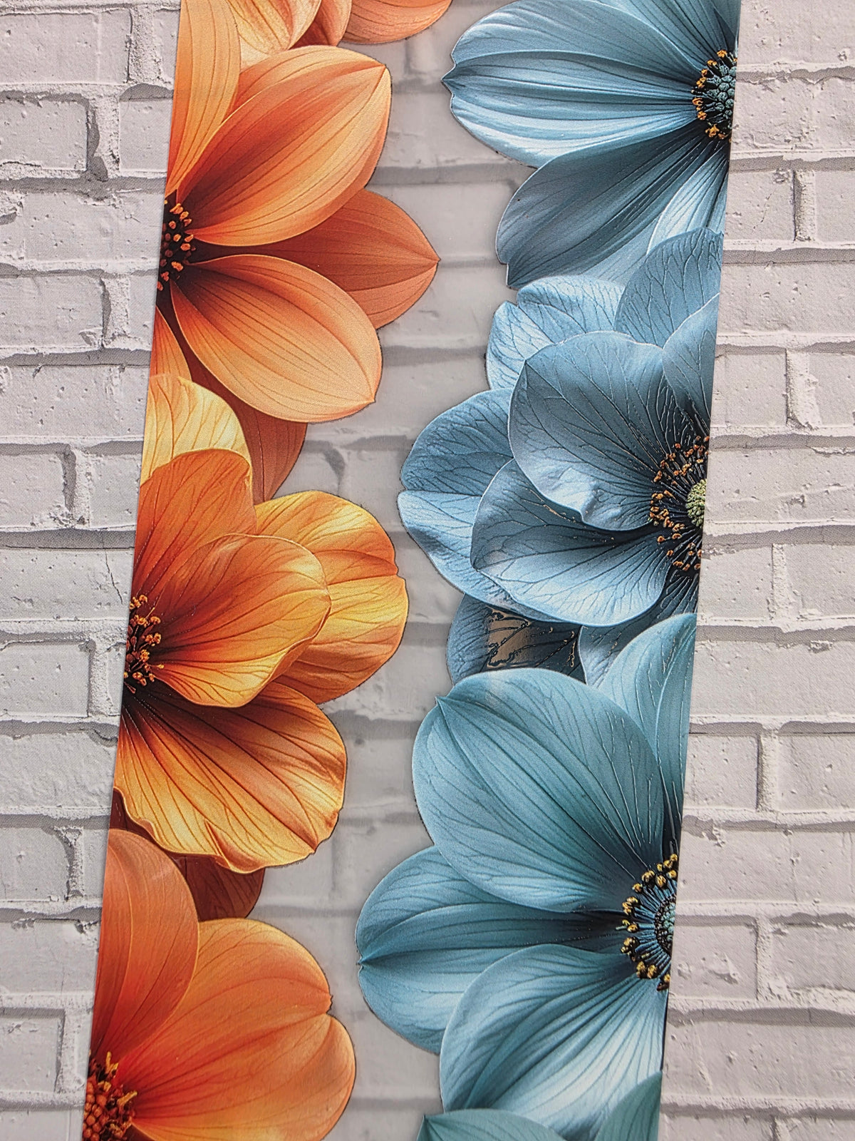 PET Tape matt 3D Stickerband Flower Border Orange & Turquoise 7cm x 1,50m