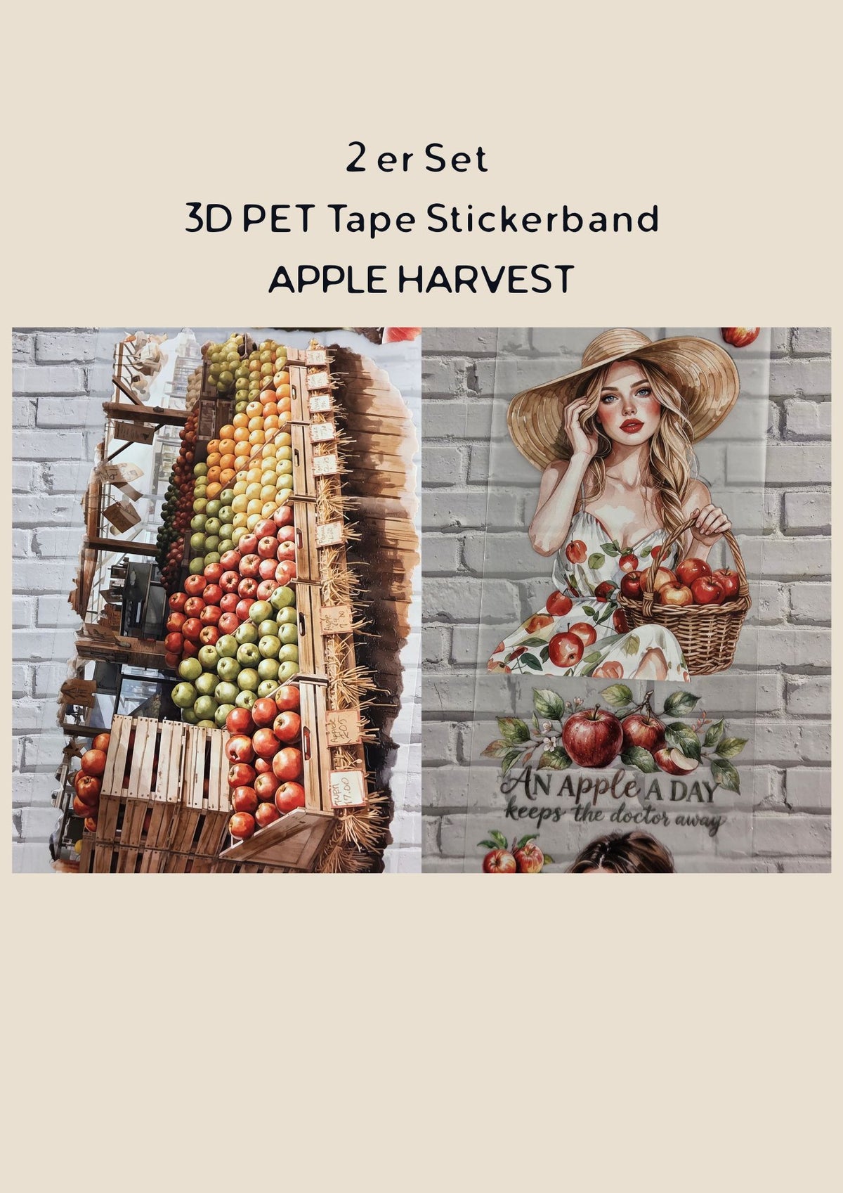 2er Set PET Tape APPLE HARVEST 3D Stickerbänder Bundle
