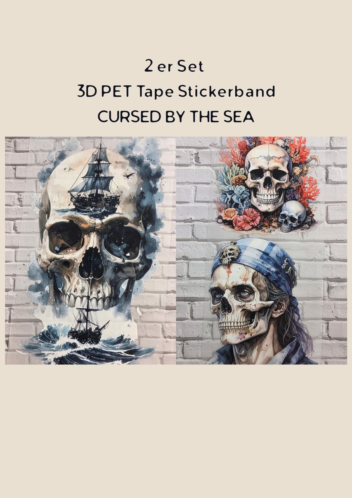 2er Set PET Tape CURSED BY THE SEA 3D Stickerbänder Bundle