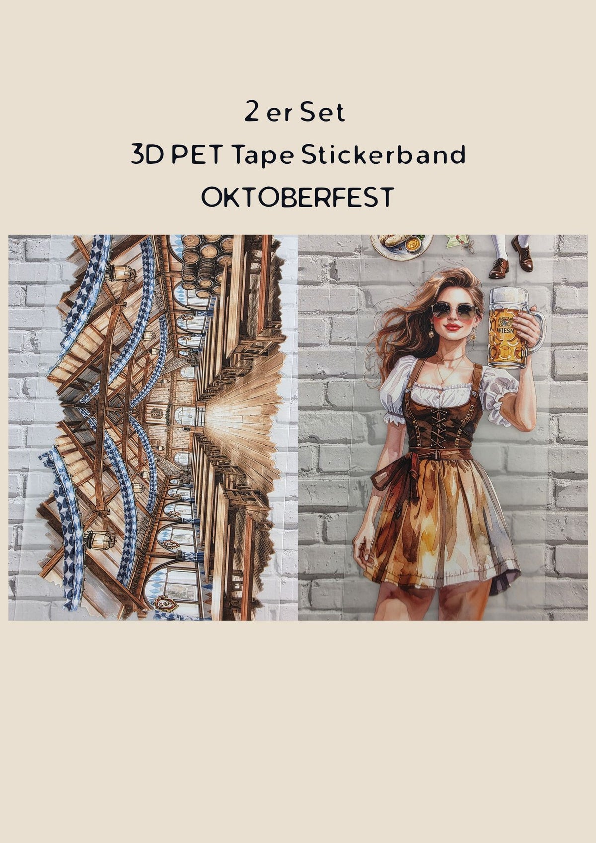 2er Set PET Tape OKTOBERFEST 3D Stickerbänder Bundle