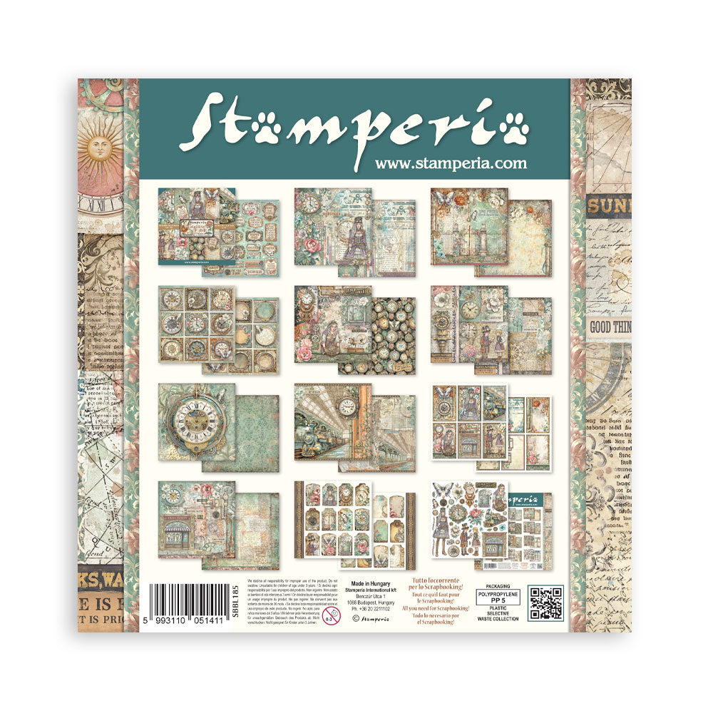 Stamperia Scrapbooking Block - Gardens of time - 30,5x30,5cm 10 Blatt Paper Pad