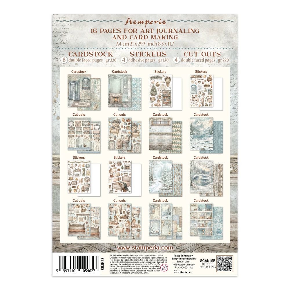 Stamperia Junk Journal - White Christmas - 21x29,7cm - Backgrounds - Sticker - Cut Outs