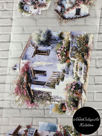 PET Tape XL 3D Stickerband NickisCollageArt Greek Houses 12cm x 1,50m
