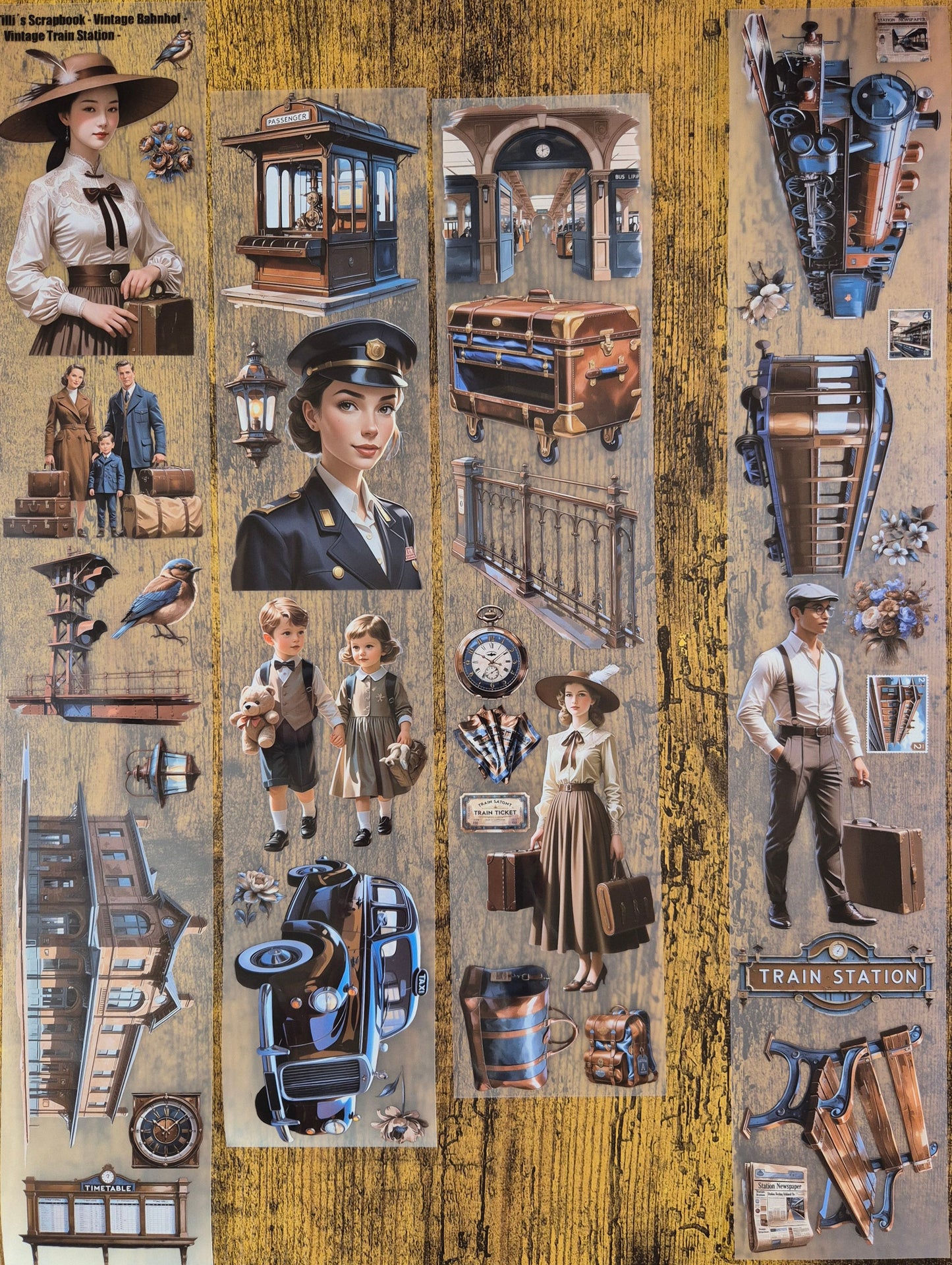 PET Tape Stickerband Vintage Bahnhof / Train Station 7cm x 1,50m