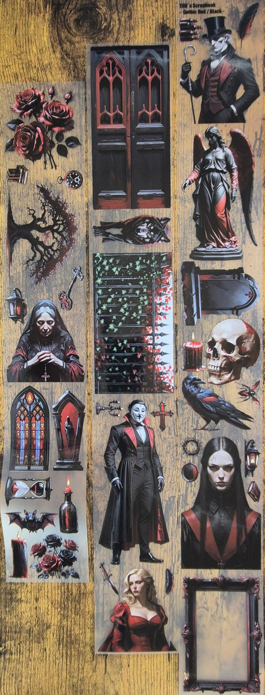 PET Tape Stickerband Gothic red/black 7cm x 1,50m