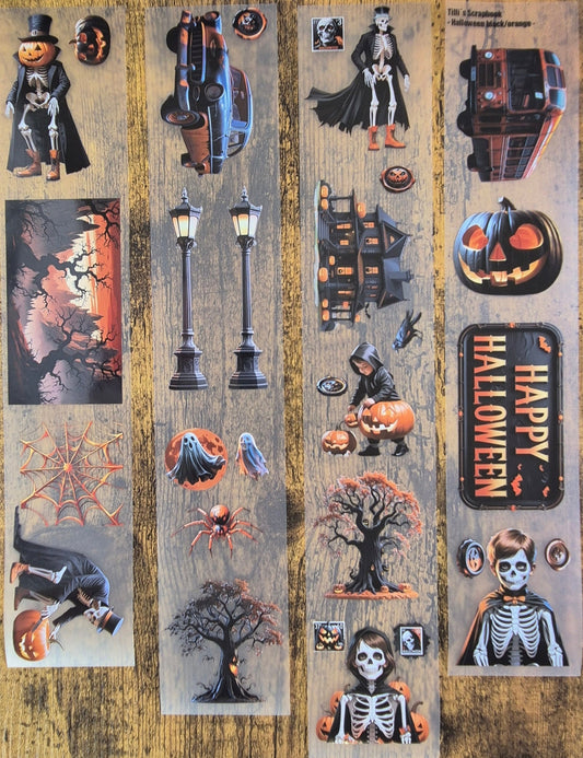 PET Tape Stickerband Halloween black/orange 7cm x 1,50m