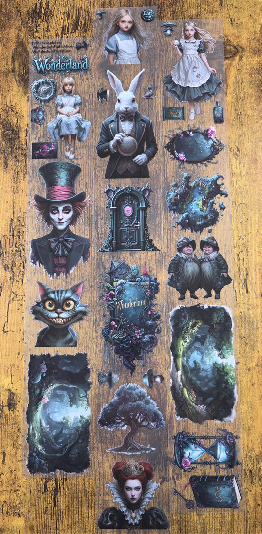 PET Tape Stickerband Wunderland mit Alice 7cm x 1,50m