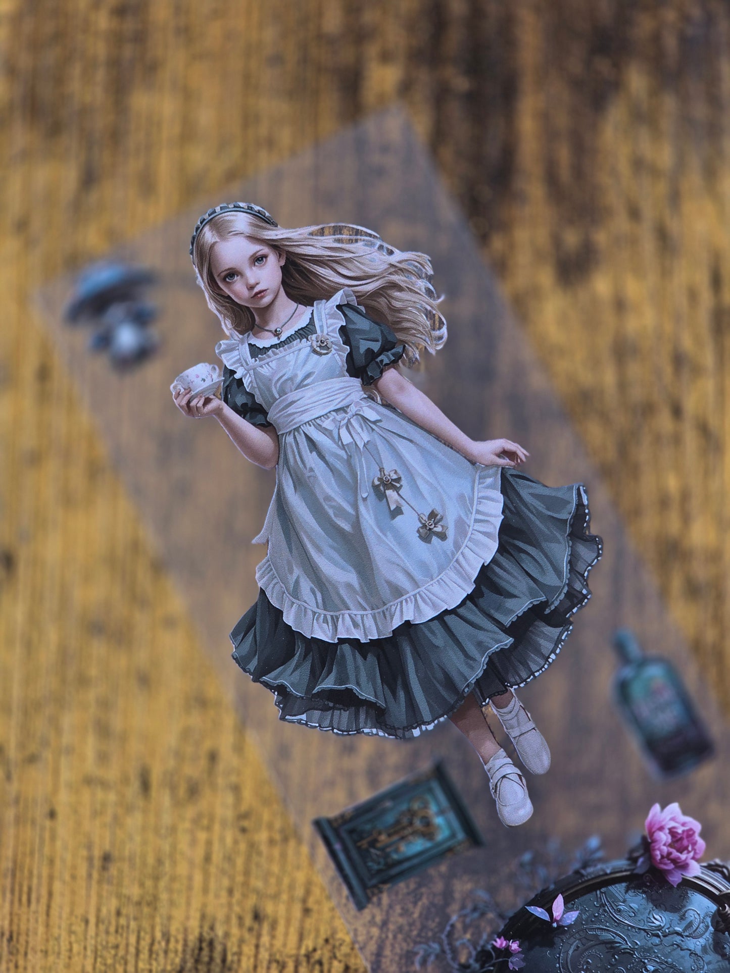 PET Tape Stickerband Wunderland mit Alice 7cm x 1,50m