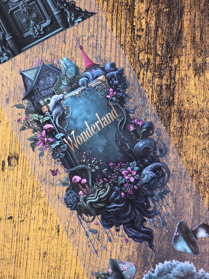 PET Tape Stickerband Wunderland mit Alice 7cm x 1,50m