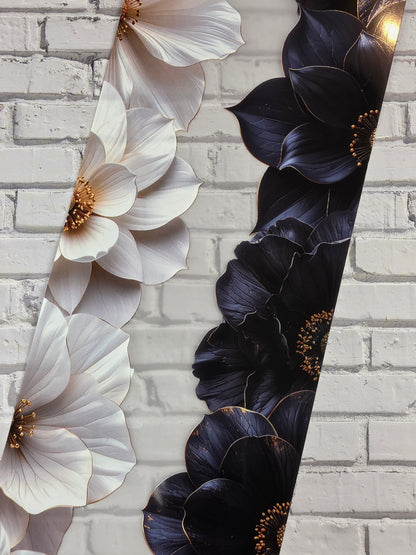 PET Tape Stickerband Blumen / Flower border black & white 7cm x 1,50m
