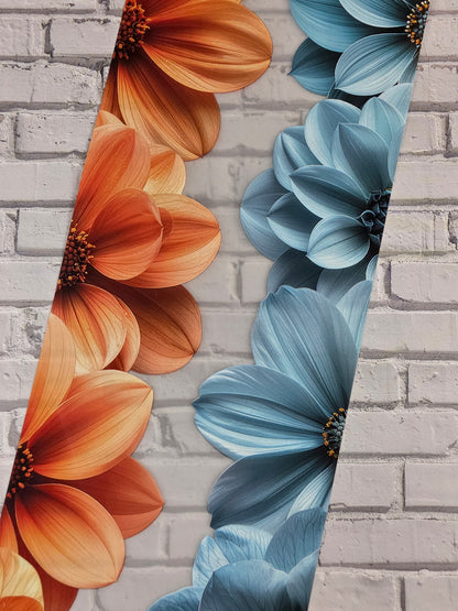 PET Tape Stickerband Blumen / Flower border orange & turquoise 7cm x 1,50m