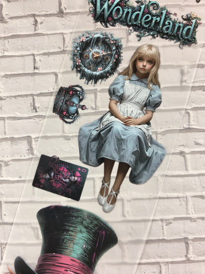 PET Tape Stickerband Wunderland mit Alice 7cm x 1,50m