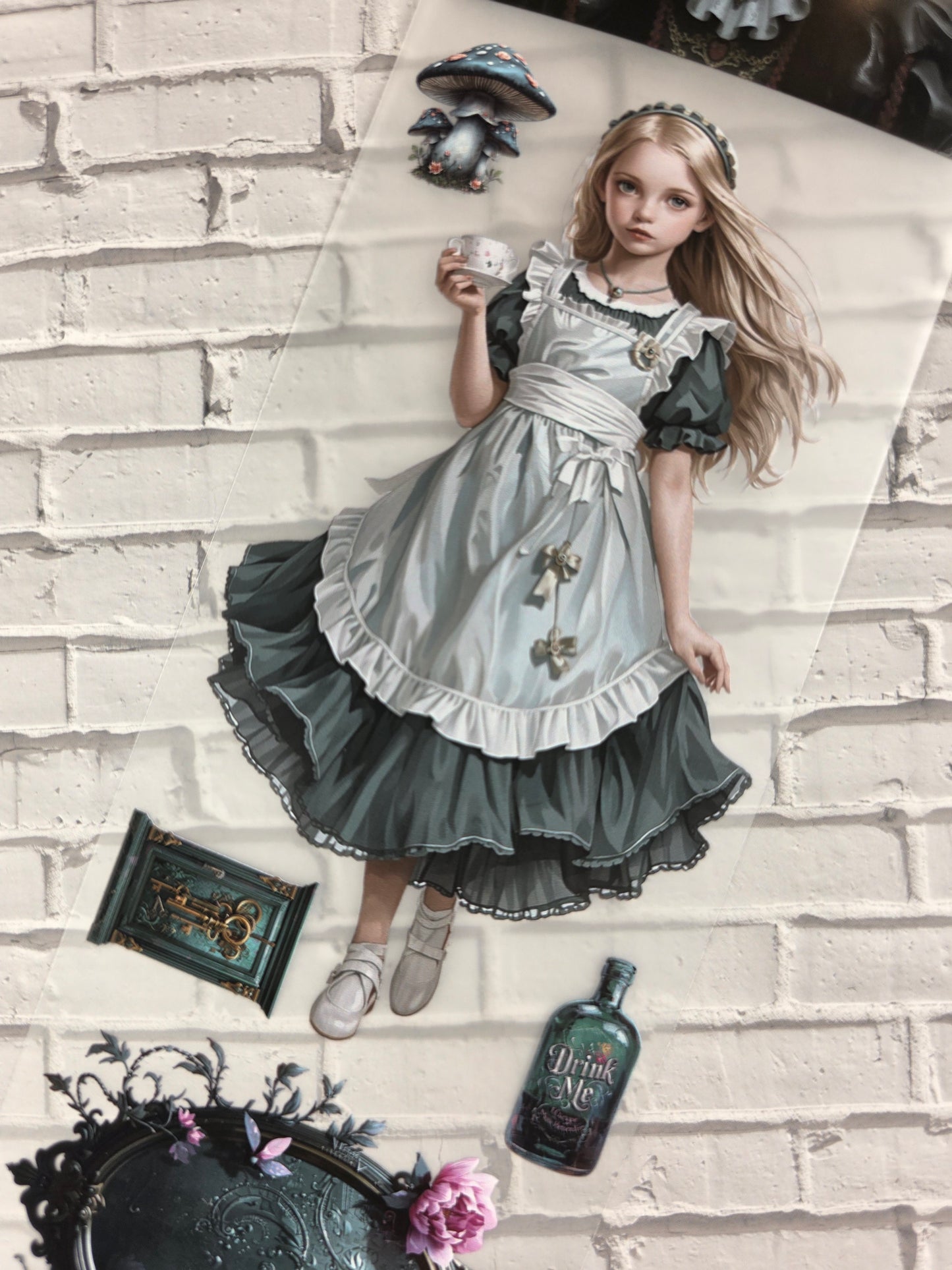 PET Tape Stickerband Wunderland mit Alice 7cm x 1,50m