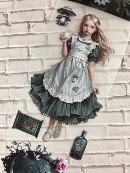 PET Tape Stickerband Wunderland mit Alice 7cm x 1,50m