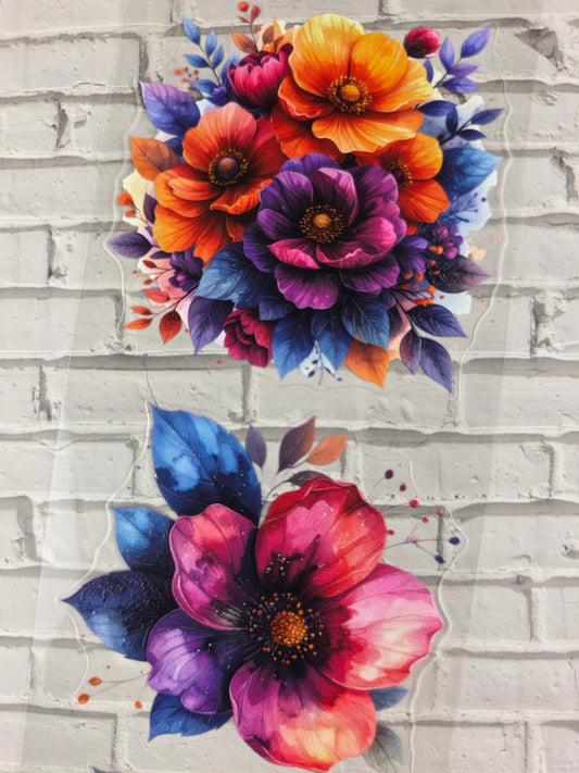 PET Tape 3D PRE-Cut Stickerband Flowers fire & crystal 7cm x 1,50m