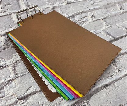 Handmade Regenbogen Journal / Scrapbook 15 Seiten Aquarellpapier (12x7,5cm) 300gsm