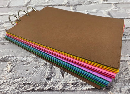 Handmade Regenbogen Journal / Scrapbook 15 Seiten Aquarellpapier (12x7,5cm) 300gsm