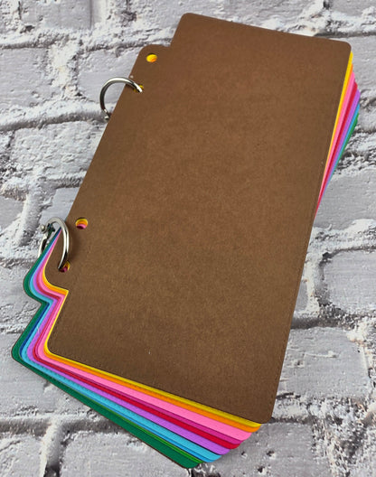 Handmade Regenbogen Journal / Scrapbook 15 Seiten Aquarellpapier (14x6,3cm) 300gsm