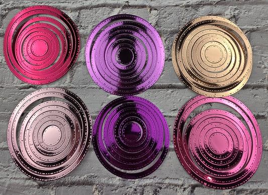 DIE Cut Stanzteile Ringe / Kreise Glanzpapier 48 Teile 250gsm