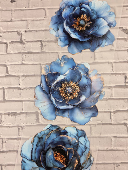 PET Tape 3D Stickerband Flowers petrol 7cm x 1,50m