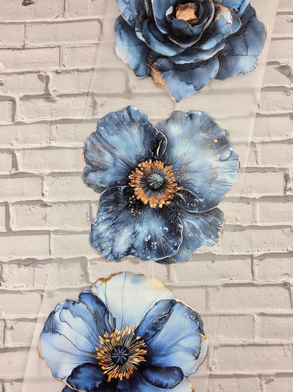 PET Tape 3D Stickerband Flowers petrol 7cm x 1,50m