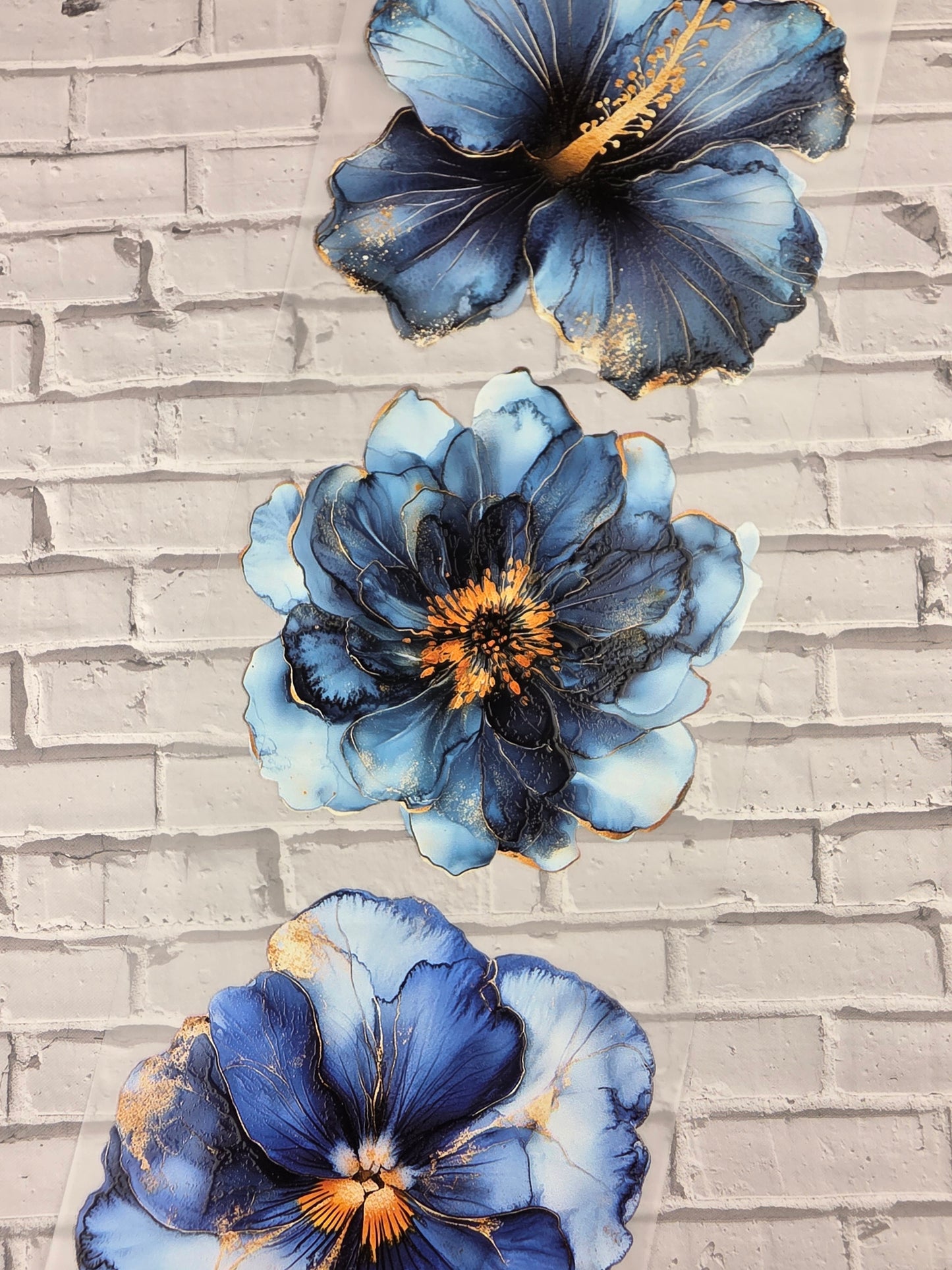 PET Tape 3D Stickerband Flowers petrol 7cm x 1,50m