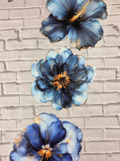 PET Tape 3D Stickerband Flowers petrol 7cm x 1,50m