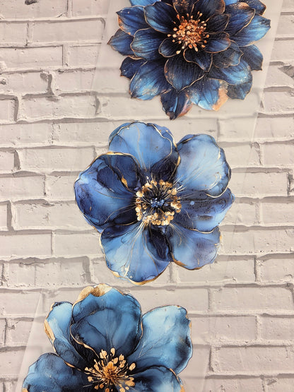 PET Tape 3D Stickerband Flowers petrol 7cm x 1,50m